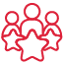 illustrated 3 stars in front of 3 faceless people. 