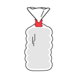 A red plastic bag clip illustrating securing a plastic bag.