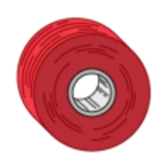 Illustrated red twist tie spool wound in a roll.