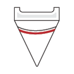 Illustration of red flexible wire on a fluid collection pouch.