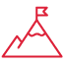 illustrated red mountain with flag on the top. 