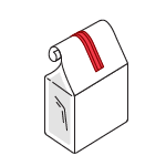 A red double wire twist ties that fold down to seal an illustrated snack bag. 