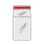 Illustrated red Double Wire Tin Tie serving as a coffee tie to close a bag.