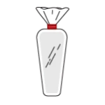 A red plastic Clip Band on an illustrated candy bag.