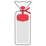An illustrated red twist tie on a loaf of bread holding a red tag. 