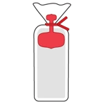 An illustrated red twist tie on a loaf of bread holding a red tag.