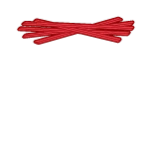 A pile of red plastic twist ties cut into individual pieces.