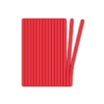 Red gang ties illustrating perforated separation. 