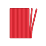 Red gang ties illustrating perforated separation.