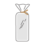 An illustration of a brown twist tie on a loaf of bread. 
