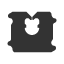 Icon of a black plastic bag closure, featuring its characteristic design with a hole and ridged sides.