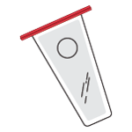 Illustration of red adhesive plastic tie wire to secure irrigation pouch.