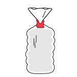 A red bag clip illustrating securing a plastic bag.